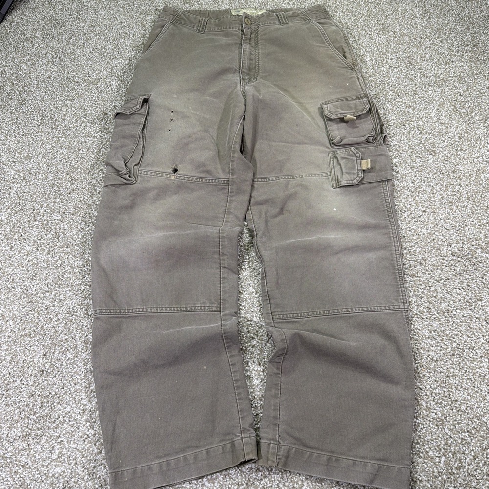 American Eagle Military Cargo Pants Faded Distressed Double Knee Gray 31x29